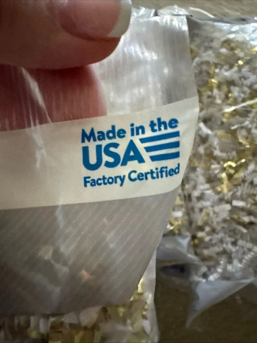 8 bags of White and Gold Paper Shred Filler - 3 oz each